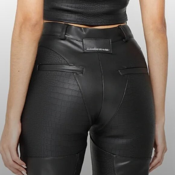 Maniere De Voir Pants | Lace Up Leather Black Pants | Color: Black | Size: 8 - Picture 3 of 7